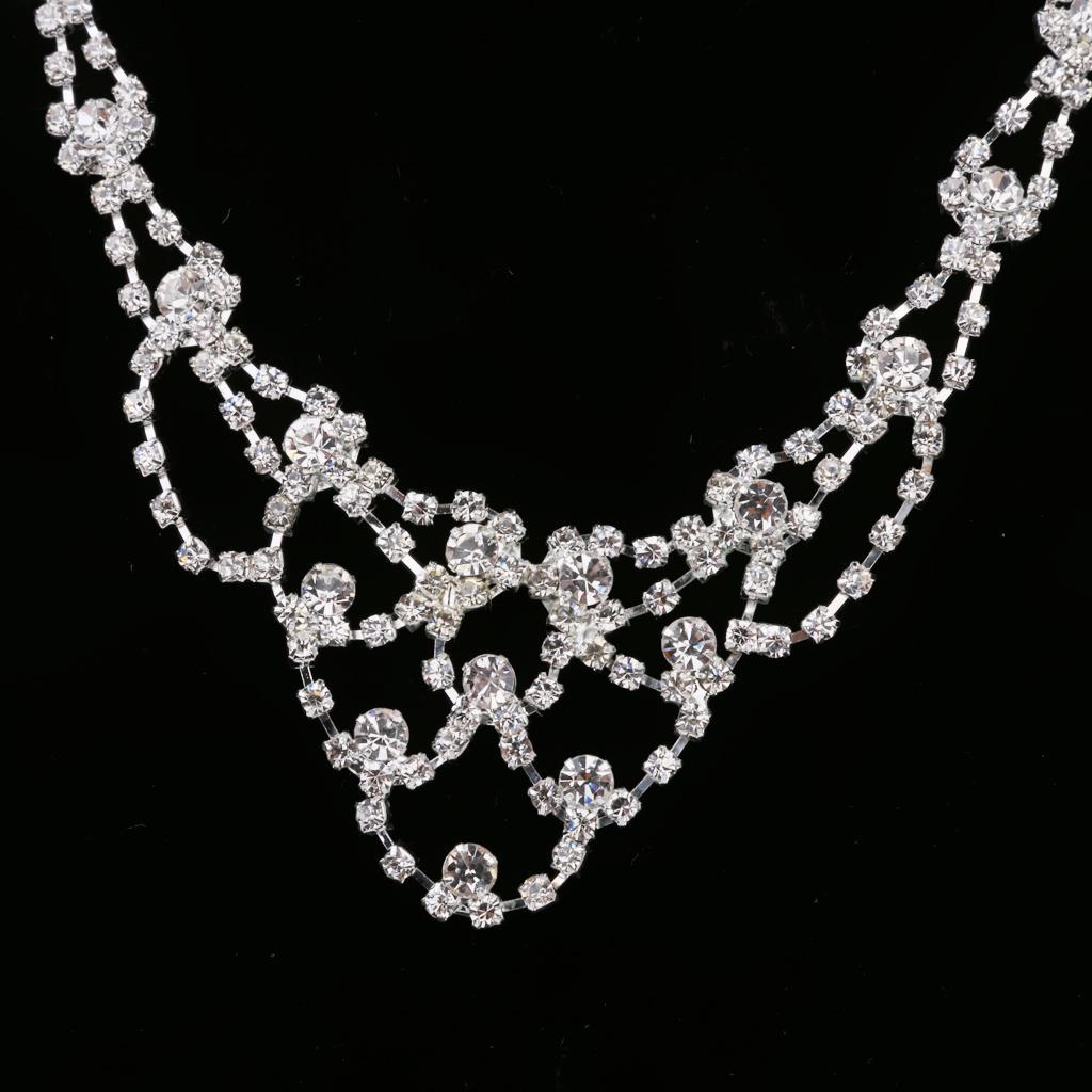 1 Necklace Earrings Set in Rhinestone Silver Alloy Bridal Pendent Jewelry