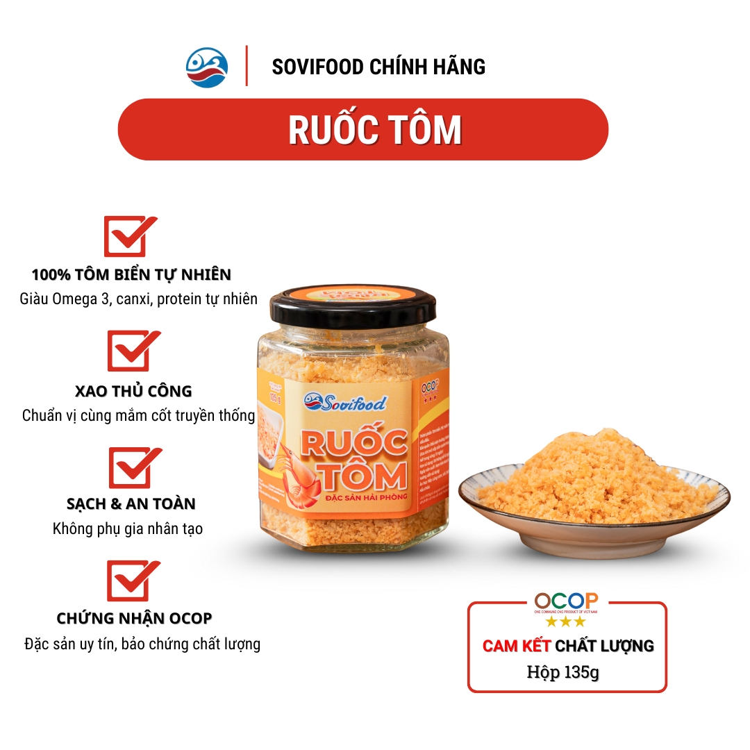 Ruốc Tôm Sovifood - Tôm Biển Tự Nhiên, Giàu Canxi, Omega 3, An Tâm Cho Bé - 200G