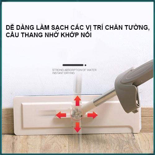 Chổi lau nhà tự vắt Spin Mod Xoay 360 độ, Cây lau nhà đa năng xoay 360 độ siêu thấm, siêu sạch - TẶNG KÈM 1 bông lau