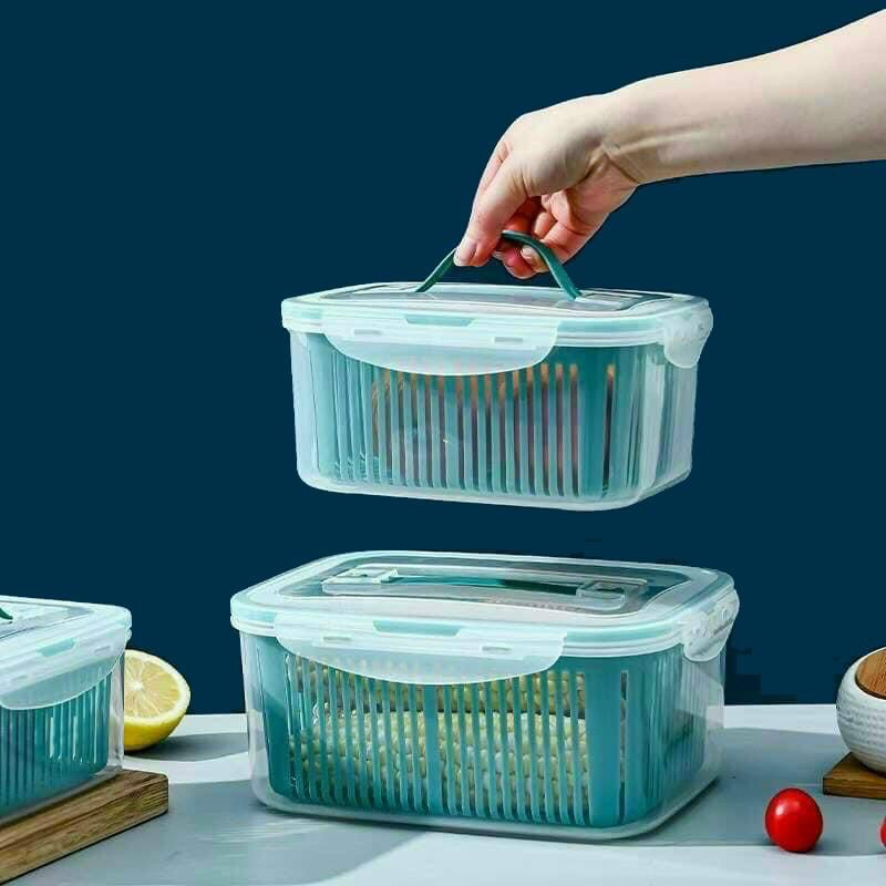 Sét 5 Hộp Đựng Thực Phẩm Có Nắp Đậy, Khay Nhựa Để Tủ Lạnh Kèm Rổ Ráo Nước