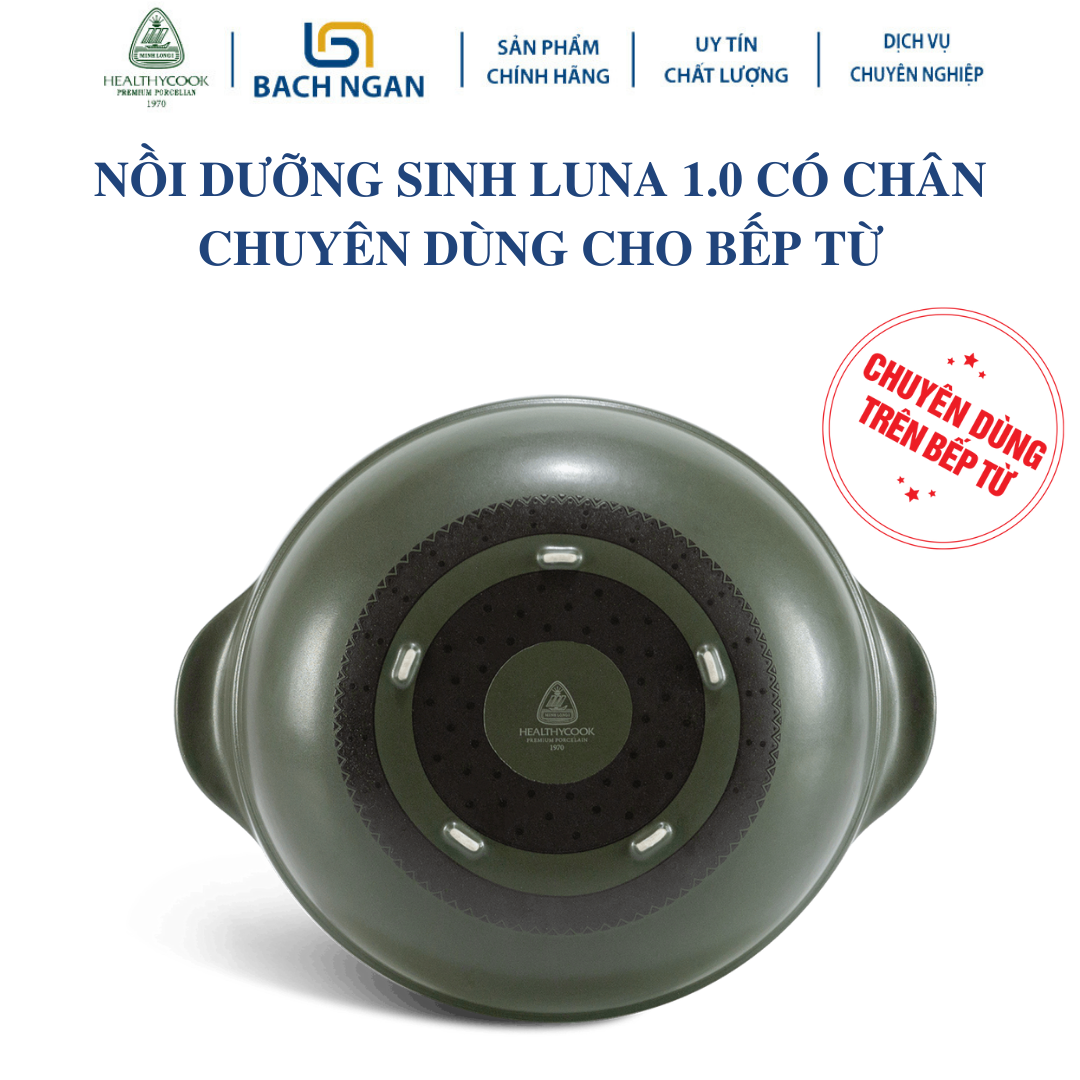 Nồi Sứ Nấu Bếp Từ Minh Long Luna 1.0L có nắp, thích hợp kho cá, hầm cháo, luộc rau củ - tốt cho sức khỏe