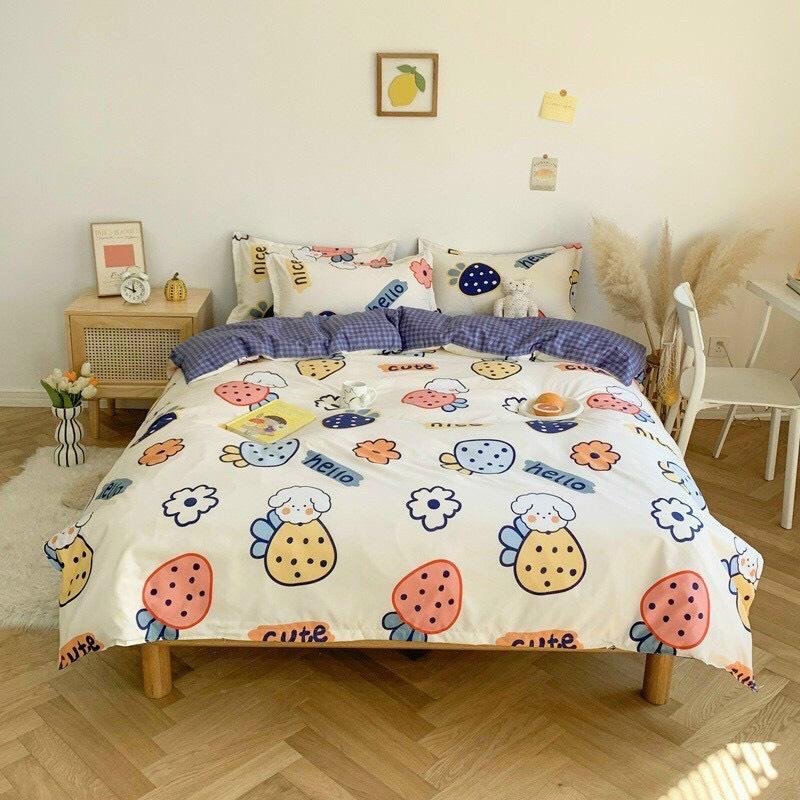 Bộ chăn ga gối cotton poly nhập khẩu - chăn mền, drap giường, vỏ gối - ga giường đủ size