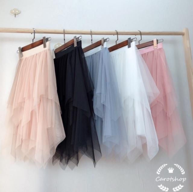 Chân váy lưới nhọn hình thật Freesize dưới 55kg- Carotshop