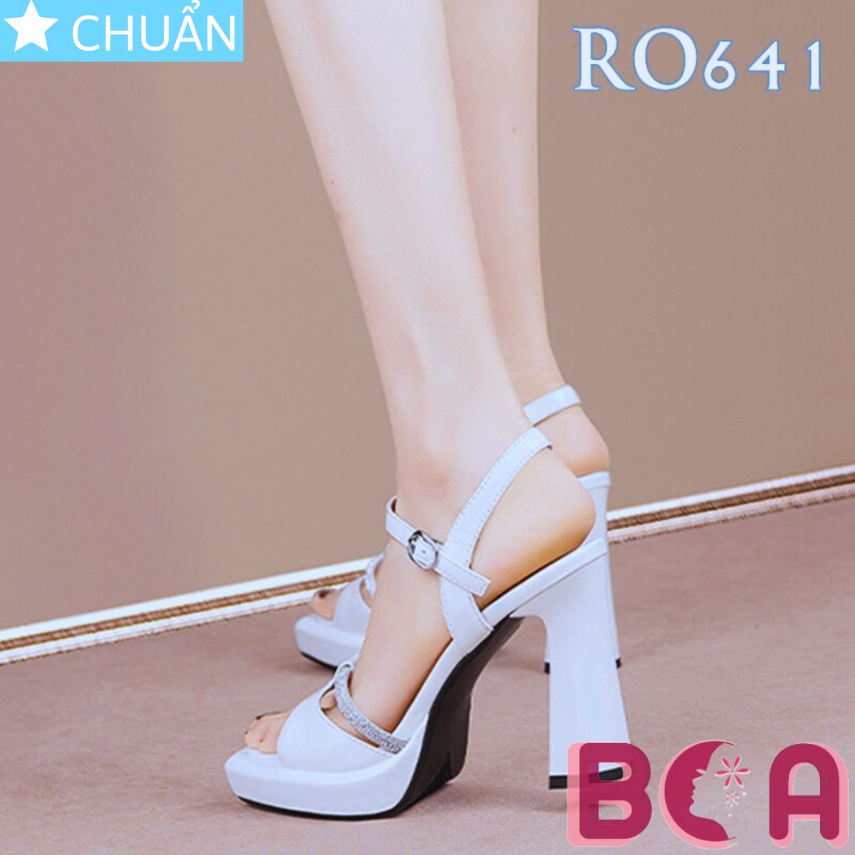 Giày cao gót nữ đi tiệc 8 phân RO641 ROSATA tại BCASHOP hở mũi, quai ngang có nhấn thêm dây kim loại sang trọng
