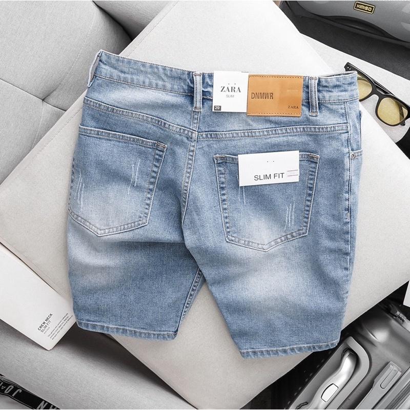 Quần Short Bò Jean Nam Slimfit ôm vừa Xuất Xịn co giãn không phai màu