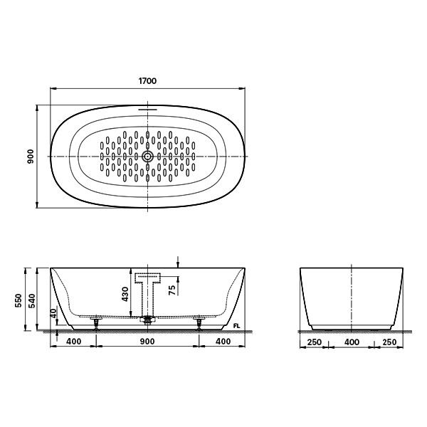 Bồn Tắm Đặt Sàn Inax BF-1760V . Chất liệu nhựa Arcylic ,Mặt đáy chống trơn trượt​ - Vật liệu xây dựng BigH