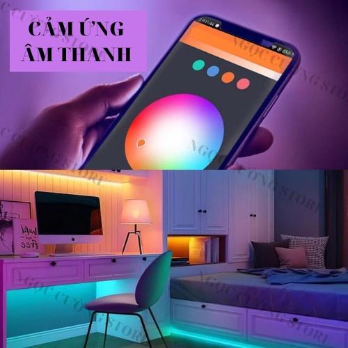 Đèn led tiktok, 16 TRIỆU MÀU APP NHÁY THEO NHẠC BỌC SILICON TẶNG NGUỒN 12V + REMOTE, dây led RGB, decor trang trí phòng