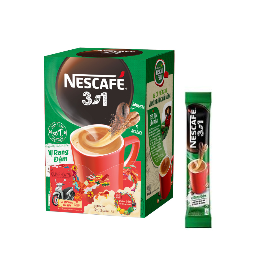 Nescafé 3in1 Vị Rang Đậm (16g X 20 Gói)