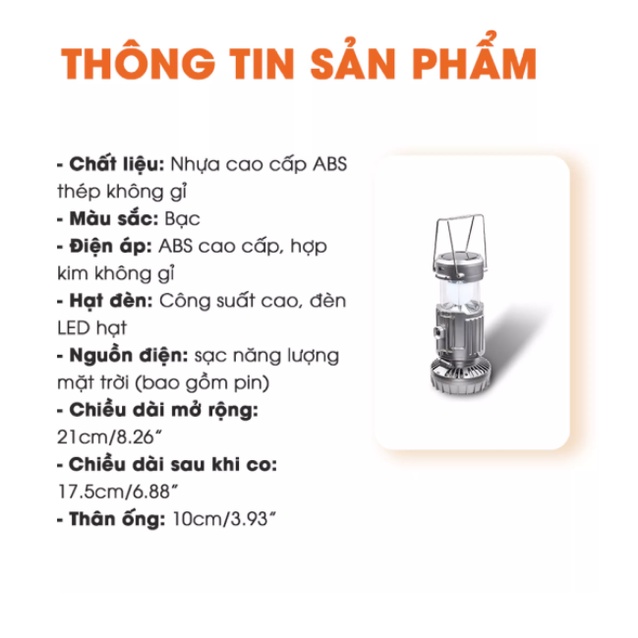 Đèn Bão LED Năng Lượng Mặt Trời Đa Năng 3 Trong 1 (Đèn pin + Quạt + Sạc dự phòng