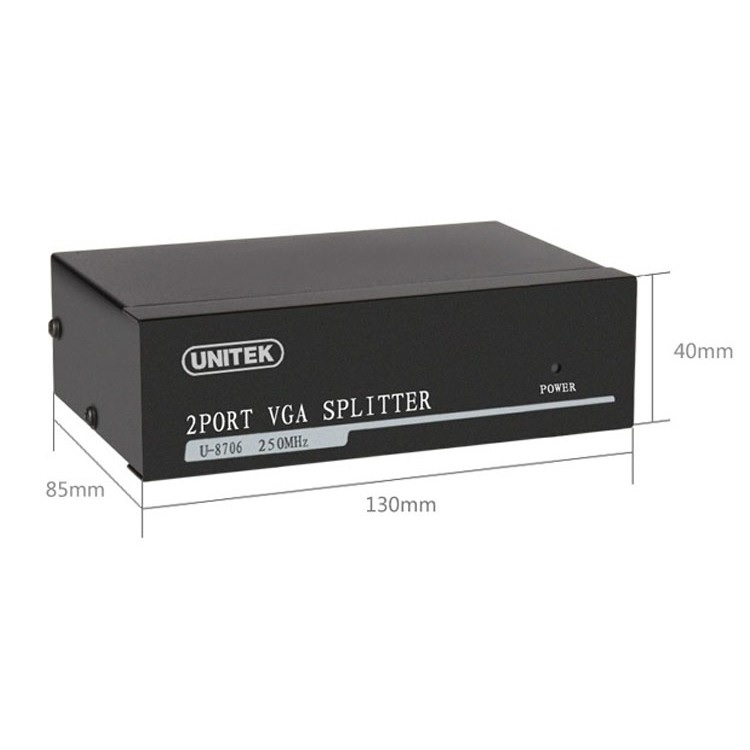 Bộ Chia VGA 1 Ra 2 Cổng Unitek U-8706 - Hàng Nhập Khẩu