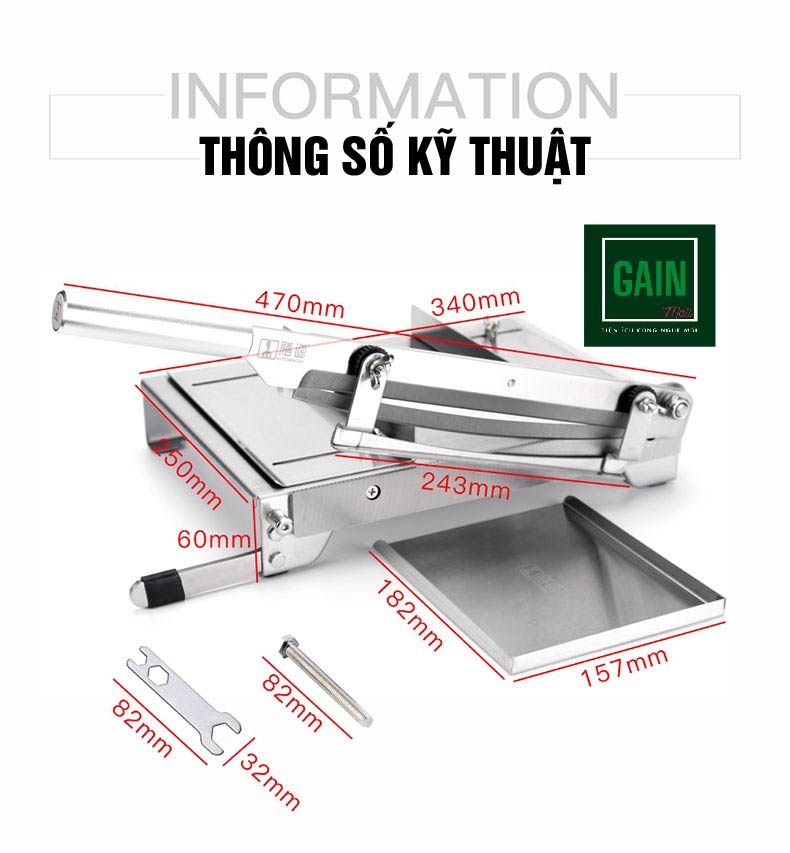 Máy Chặt Thịt, Máy Thái Thịt Đông Lạnh, Dao Chặt Thịt Gà, Chặt Xương Lợn, Chân Giò Nhỏ, Thái Rau Củ Quả, Thái Thuốc Bắc, Dao Thái Đa Năng, KD0288, Thép 30CR13, Inox 430 - Tặng Tay Mài Dao