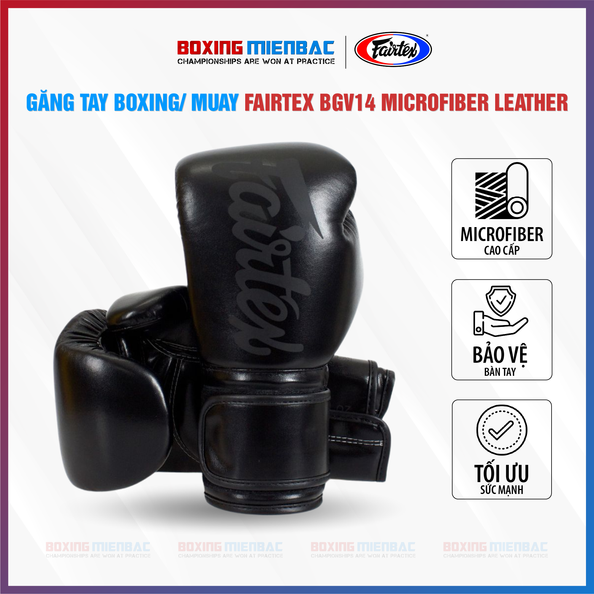 Găng Tay Boxing/ Muay Fairtex BGV14 Microfiber Leather – Đen, Đỏ, Đen Viền Đỏ