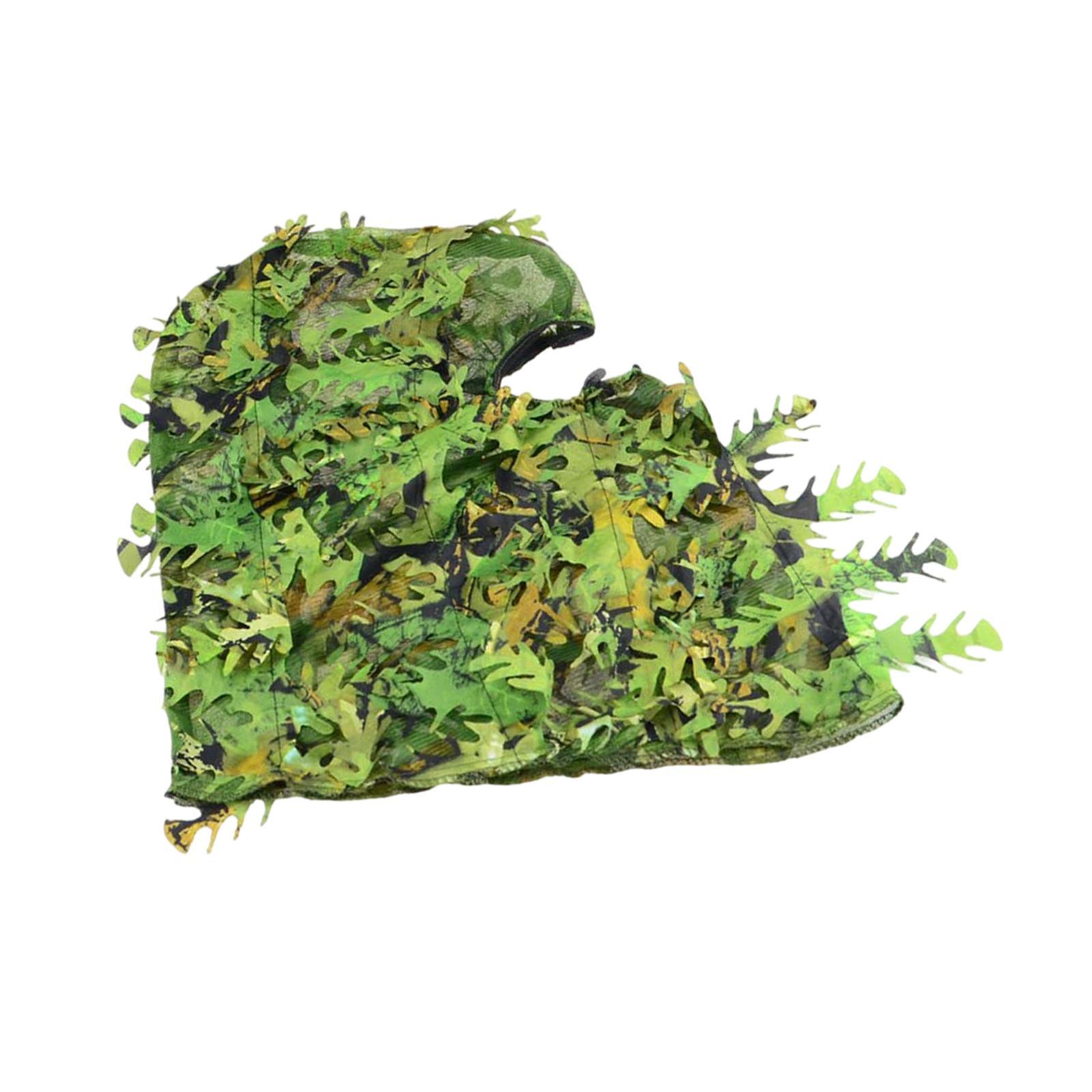Leaf Camouflage Face Mask, Ghillie Hood, Eye Hole, Lightweight Camo Face Cover, Breathable Headwear for Hunting Shooting Men Women Hunting Gear