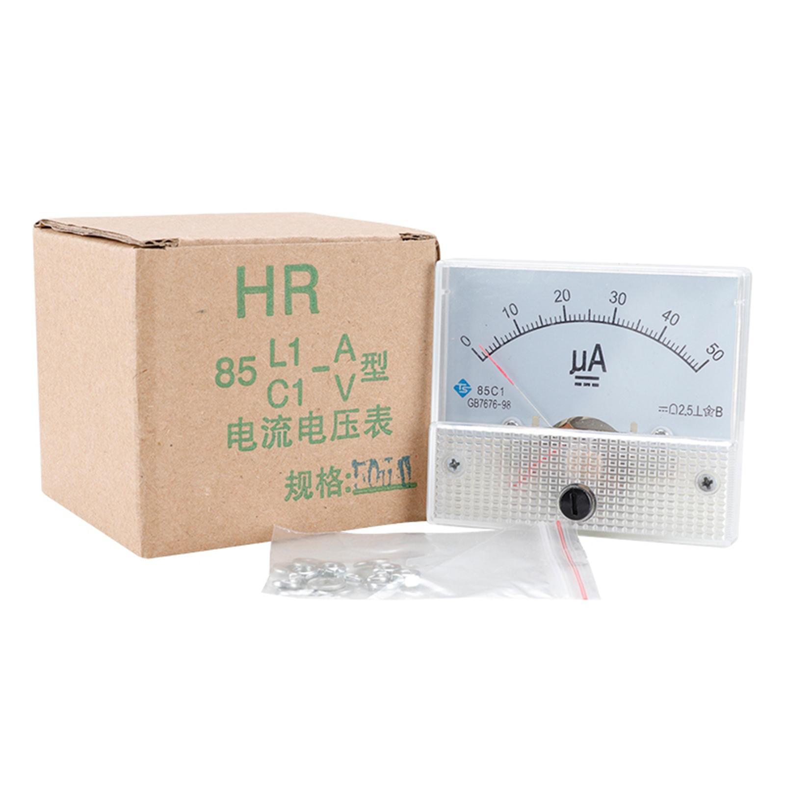 2x DC 0-50/100/200/500μA 0-20A Rectangle Analog Panel Ammeter for Circuit Measurement Ampere Gauge