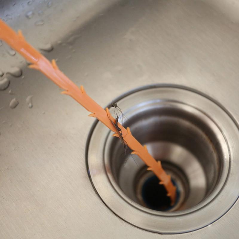 1PC Kitchen Sink Cleaning Hook Sewer Dredging Spring Pipe Hair Dredging Cleaning Tool With 47.5CM Toilet Brush Kitchen Gadgets