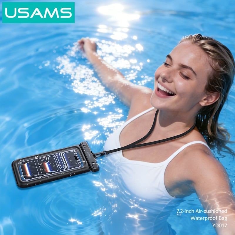 Túi Chống Nước Điện Thoại USAMS YD016 IPX8 7.2 Inch Đi Biển, Đi Bơi Chống Nước Tuyệt Đối, Có Dây Đeo Tháo Rời - Hàng Chính Hãng