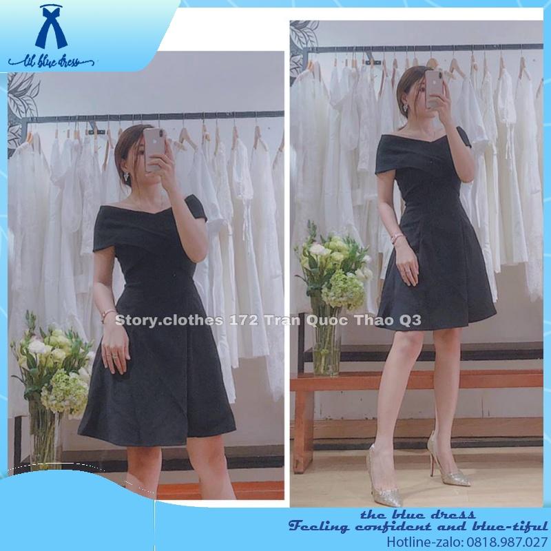 Đầm dự tiệc thiết kế dáng xòe trễ vai, màu đen Fiona bigsize váy đầm nữ đẹp đi biển giá rẻ