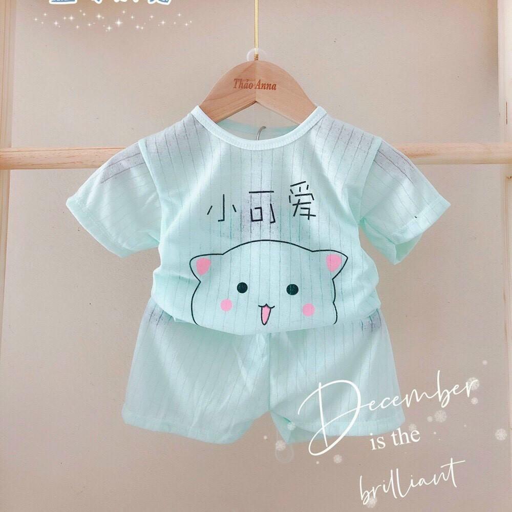 Bộ cotton giấy cộc tay, ngắn tay màu cho bé trai, bé gái, hàng loại 1, size 3-15kg