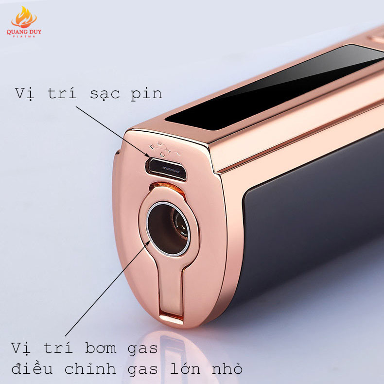 Bật lửa khò 3 tia đánh lửa bằng điện sạc pin bơm gas độc lạ tiện lợi