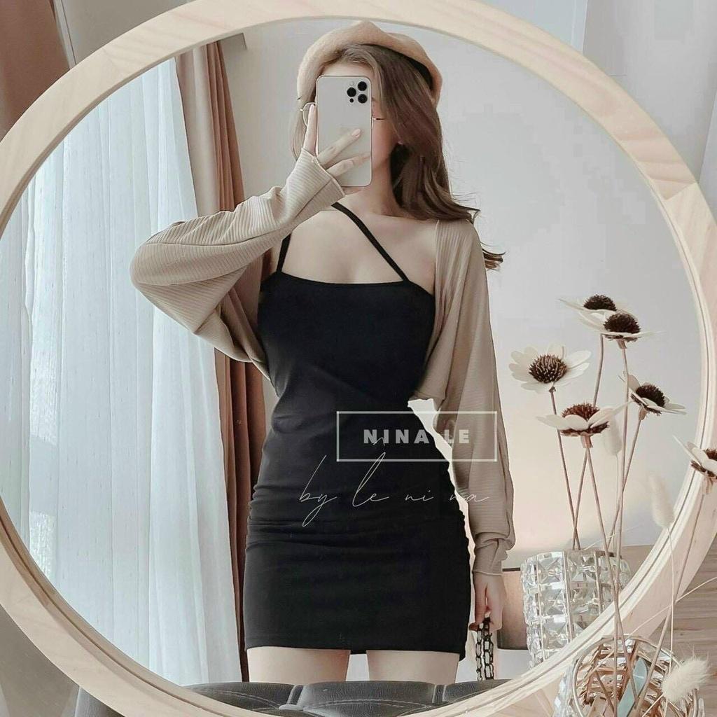 Set đồ nữ đẹp ̂ Set bộ váy ôm 2 dây sexy kèm áo khoác thời trang