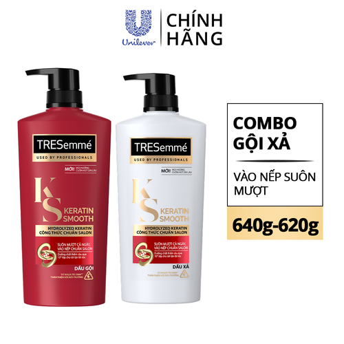 Combo 2 Dầu Gội, Dầu Xả TRESEMME Keratin Smooth suôn mượt 640g, 620g