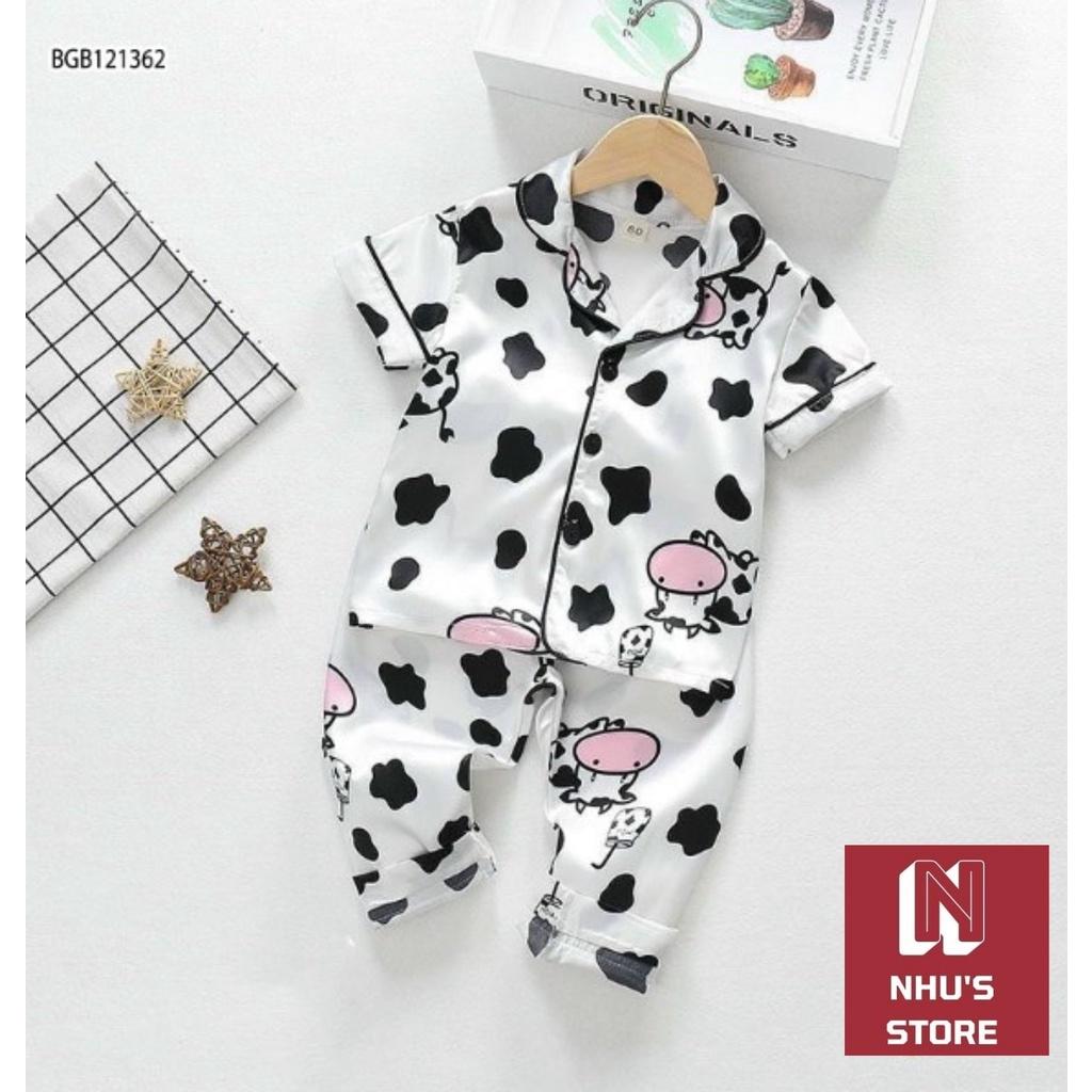 SET BỘ ĐỒ PIJAMA VẢI LỤA HÌNH BÒ SỮA DỄ THƯƠNG