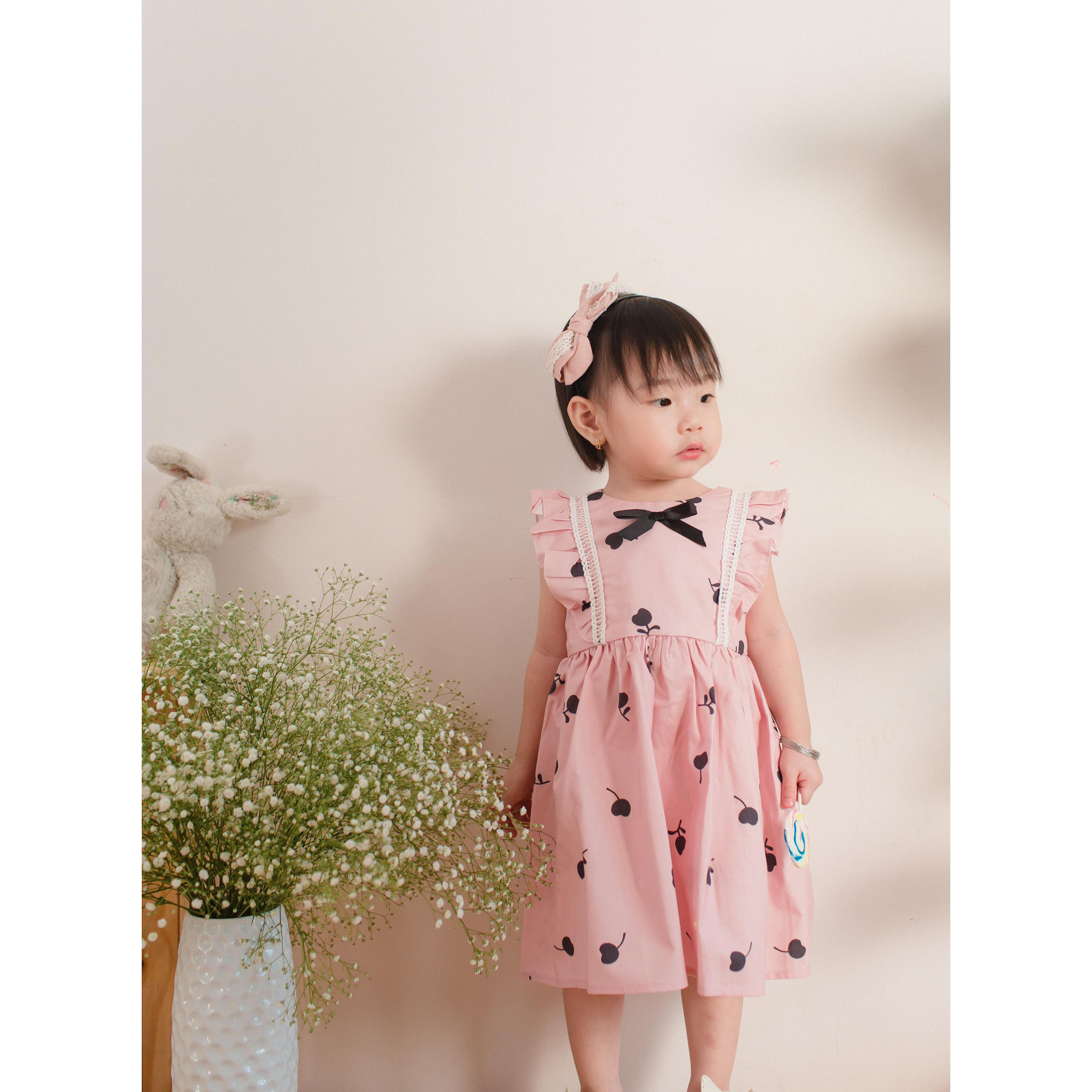 Đầm Xoè Tùng Nhún Cực Kỳ Đáng Yêu Dành Cho Bé Từ 1 Đến 6 Tuổi