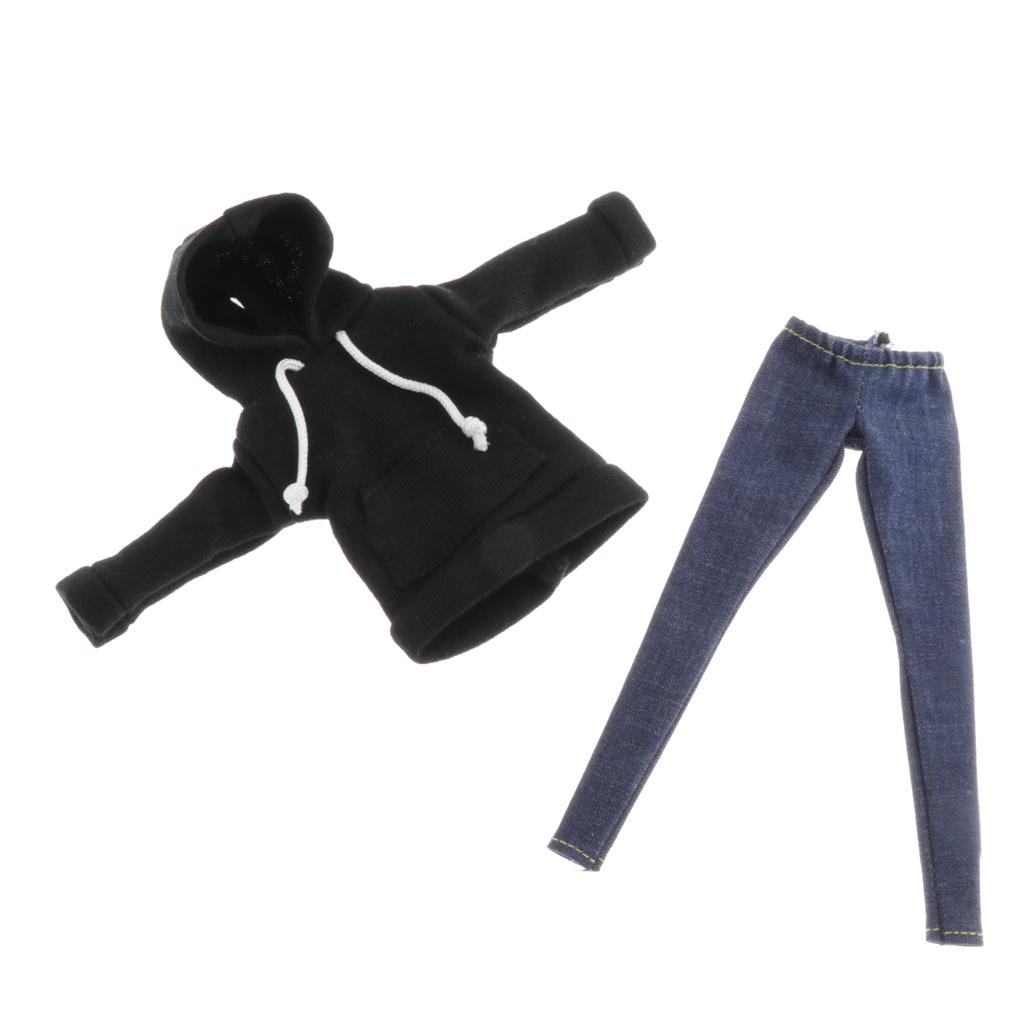 Dolls Hoodie And Jeans Pants For 1/6 Blythe Doll Dress Up Outfits Accs