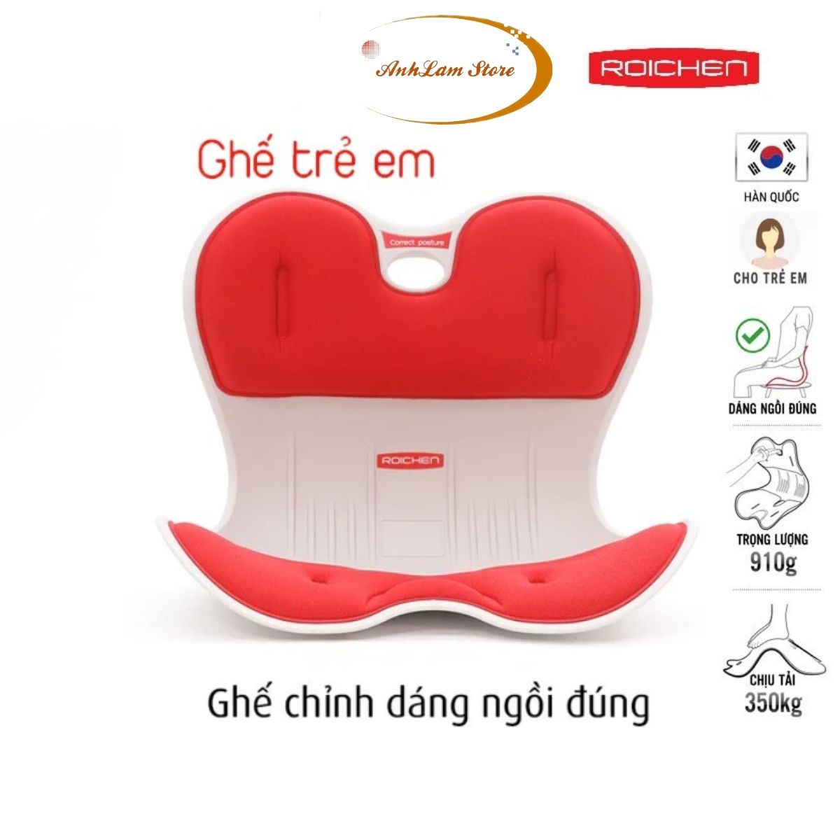 [Ghế Roichen - Chính hãng] Ghế chỉnh dáng ngồi đúng Roichen - Hàn Quốc (Made in Korea). Dùng cho Nam, Nữ, Trẻ em