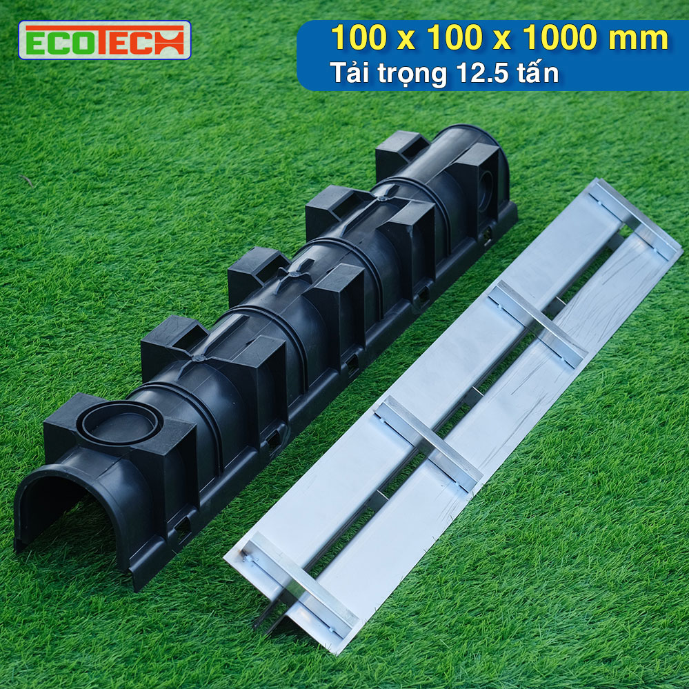 CỐNG THOÁT NƯỚC LẮP GHÉP ECO-Drain - Nắp khe hẹp Inox. Hai kích thước, Hiệu suất cao, Thi công nhanh, Giảm lắng
