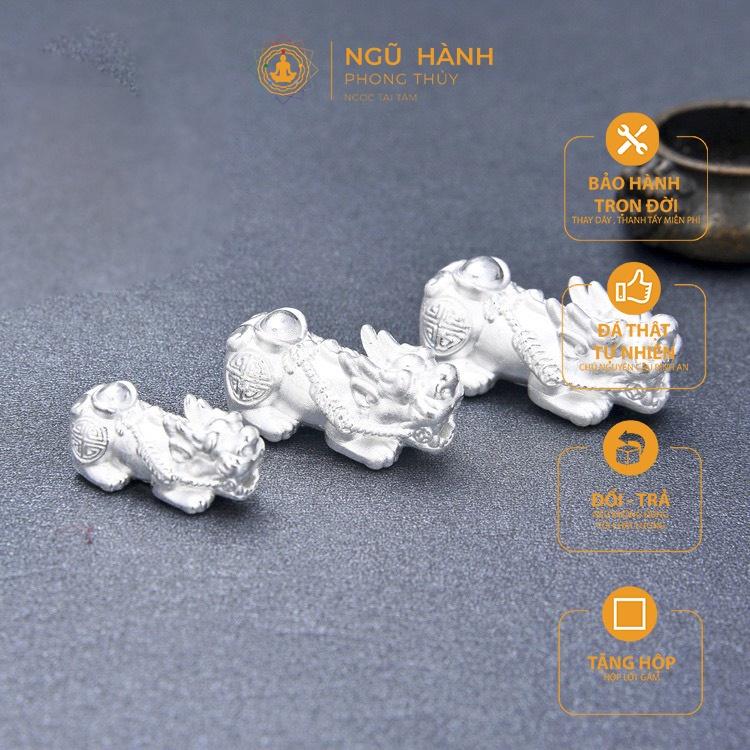 10 cái charm bạc trắng tỳ hưu xỏ ngang