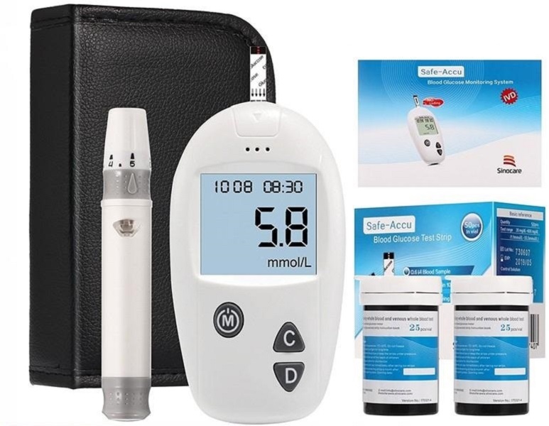 Bộ máy đo đường huyết Safe Accu tặng 1 hộp 50 que thử và hộp 50 kim chích máu