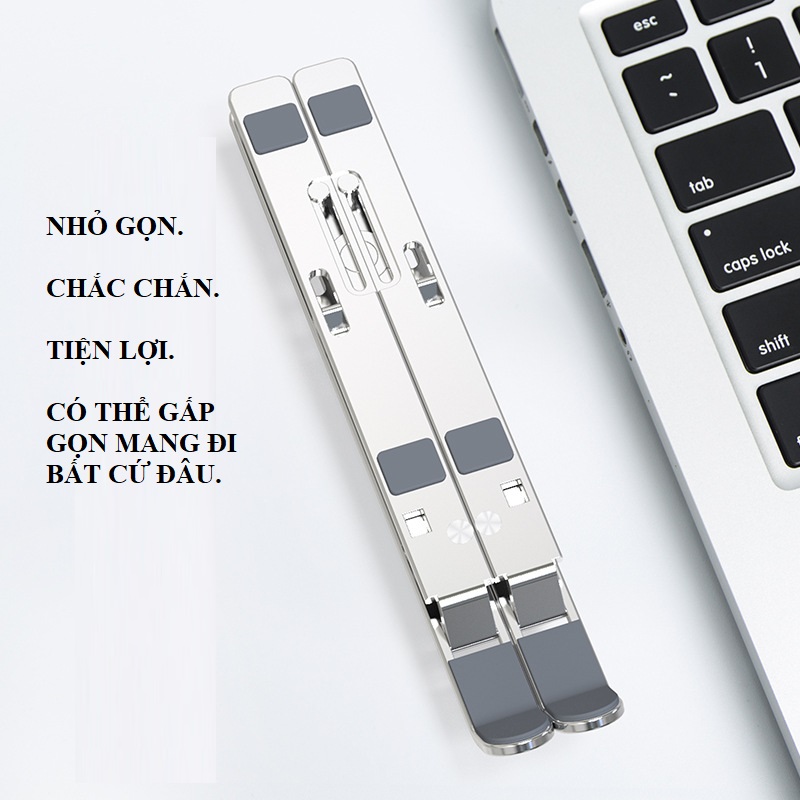 Giá đỡ hợp kim nhôm cao cấp gấp gọn dành cho Laptop, điện thoại giúp tản nhiệt có thể điều chỉnh độ cao hàng chính hãng PKCB HPT1026