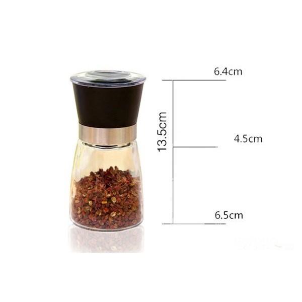Lọ xay tiêu thủy tinh cầm tay đa năng, lọ đựng gia vị hạt tiêu