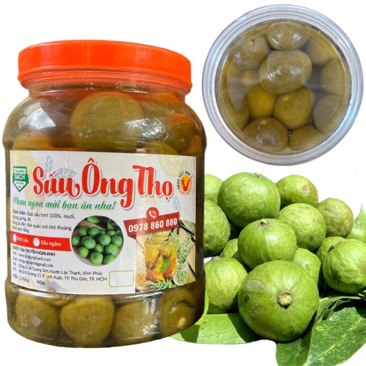 Hộp 1kg Sấu Ngâm Đường - Sấu Dòn Dai -  VỊ CHUA NGỌT MÁT GIẢI KHÁT CỰC NGON