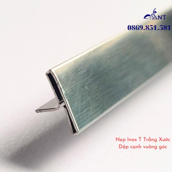 Nẹp Inox T25 Trắng Xước, Nẹp trang trí, nẹp bảo vệ, nẹp inox T25 bào chấn vuông cạnh, dày 0.8, thanh dài 2m44