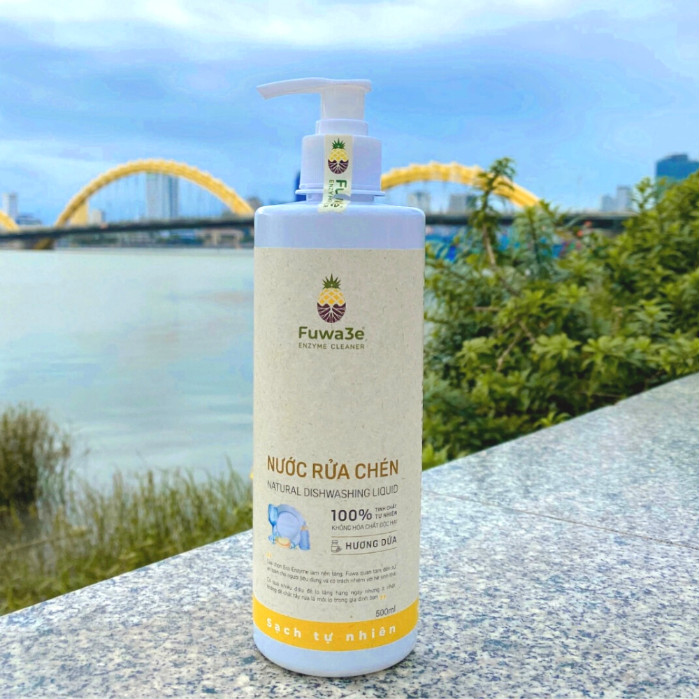 Nước rửa bát hữu cơ Fuwa3e organic Enzyme sinh học 500ml an toàn cho bé bảo vệ da tay