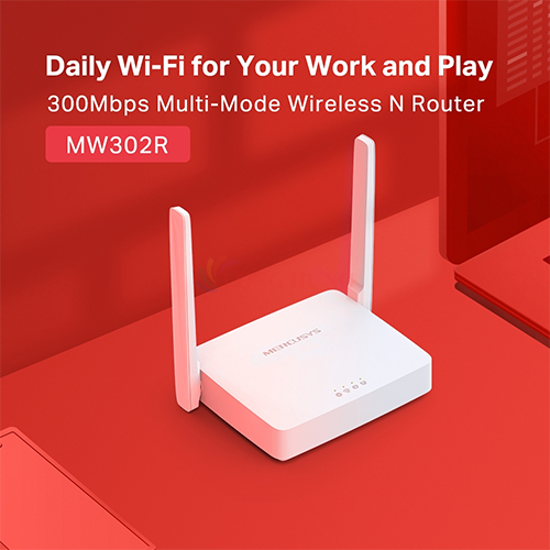 Thiết bị định tuyến mạng không dây Mercusys Router dành cho Wifi 4 300Mbps Multi-Mode Wireless N MW302R - Hàng chính hãng