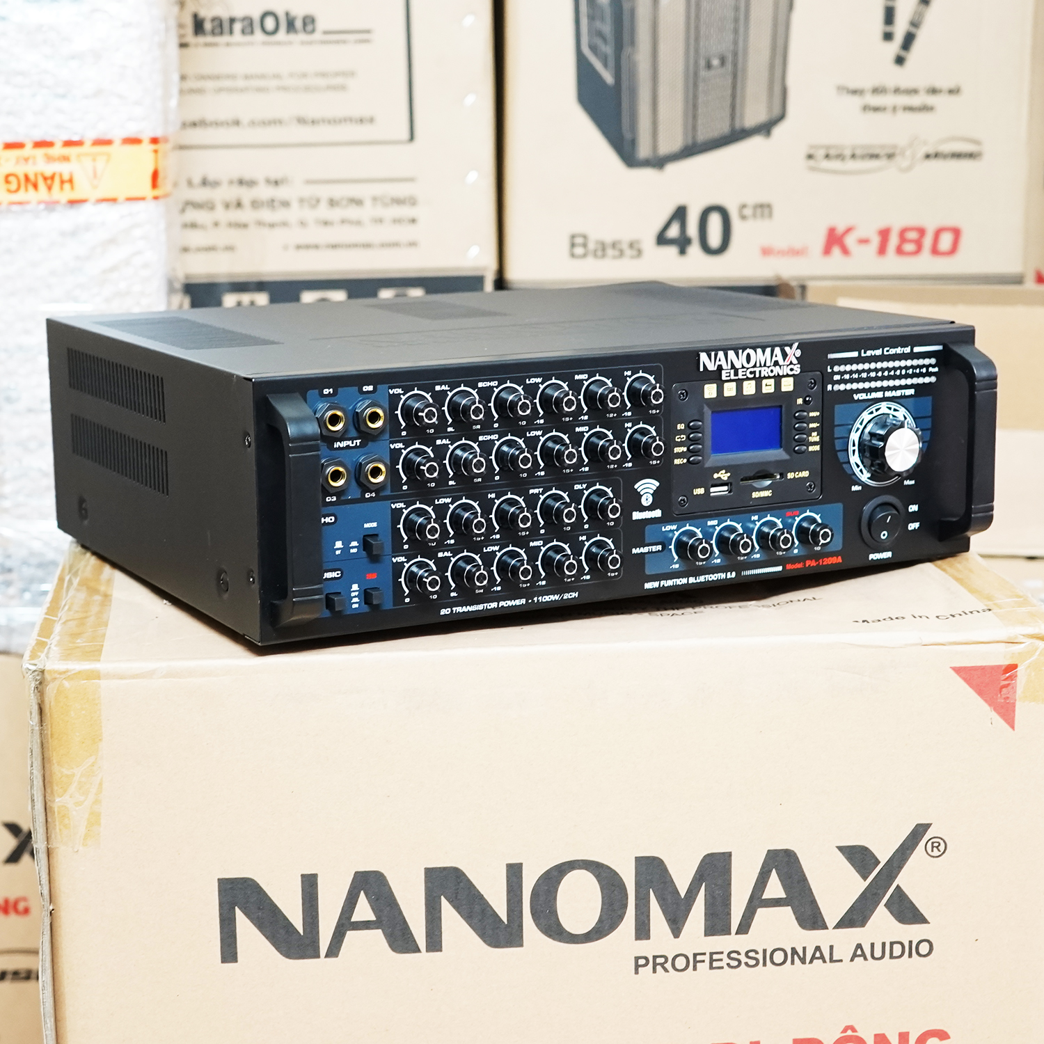 Amply Karaoke 20 Sò Nanomax PA-1209A 1100w Kết Nối Bluetooth Chính Hãng Chất Lượng Cao Hàng Chính Hãng