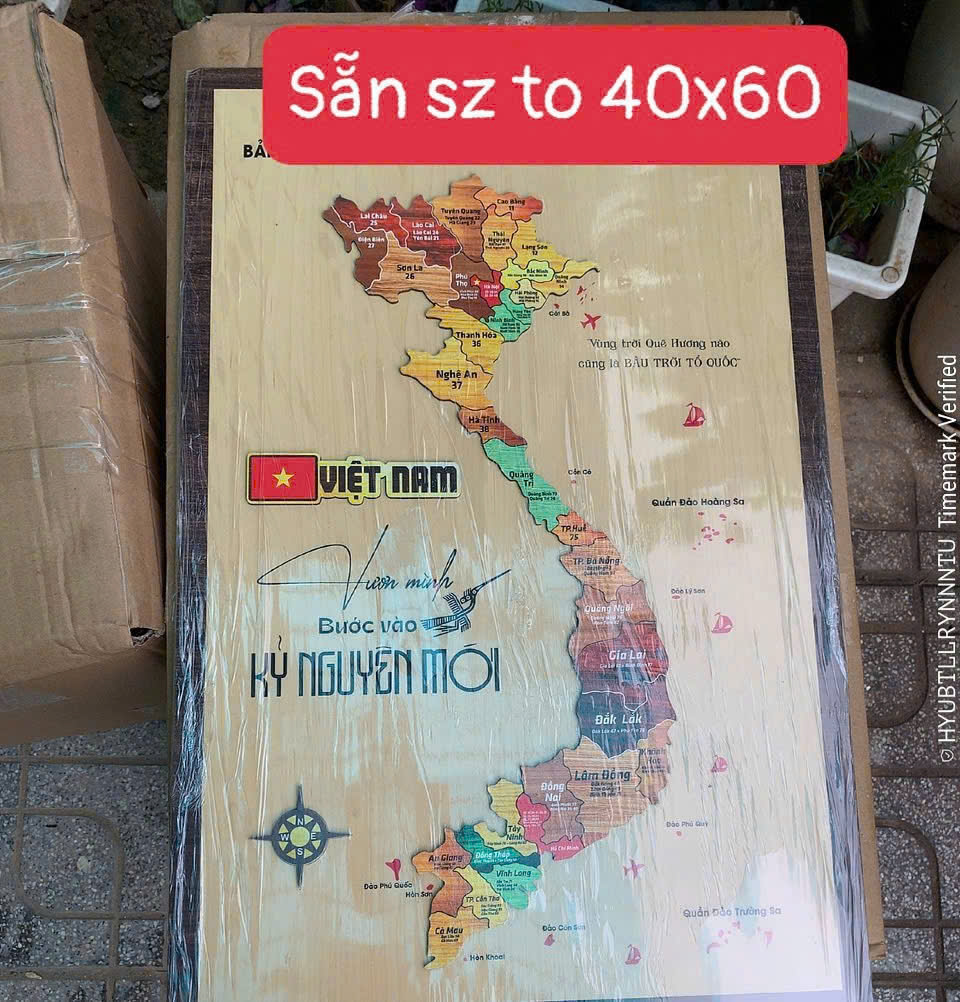 [KOSUYTU] Bản Đồ Việt Nam Bằng Gỗ - 34 Tỉnh Thành Mới – KT 40 x 60 CM