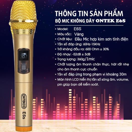 Micro không dây Ontekco E6s cao cấp bảo hành 12 tháng- míc hát