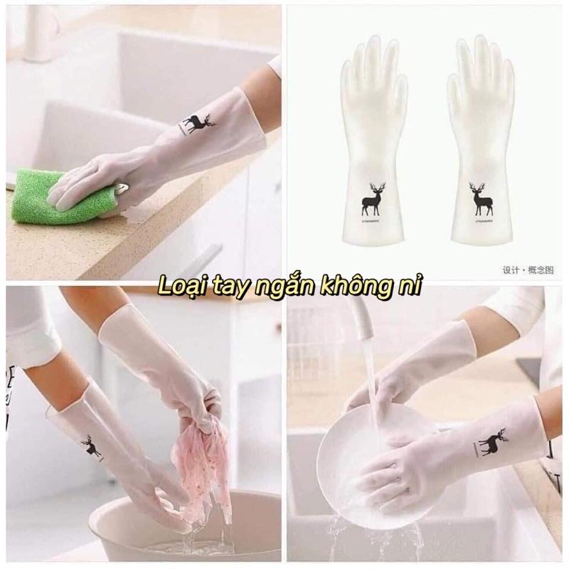 Găng tay rửa bát lót nỉ tay dài siêu dai không mùi trong suốt - Bao tay rửa chén dài tay cổ cao có chun chống tuột