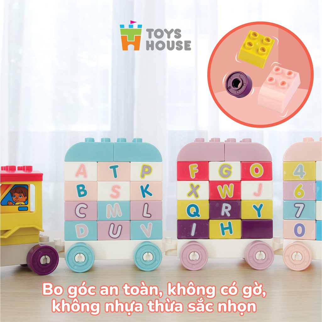 Bộ đồ chơi lắp ghép Smoneo Duplo Đoàn tàu học số và chữ cái 65 chi tiết Toyshouse 77014 - nhựa ABS cao cấp