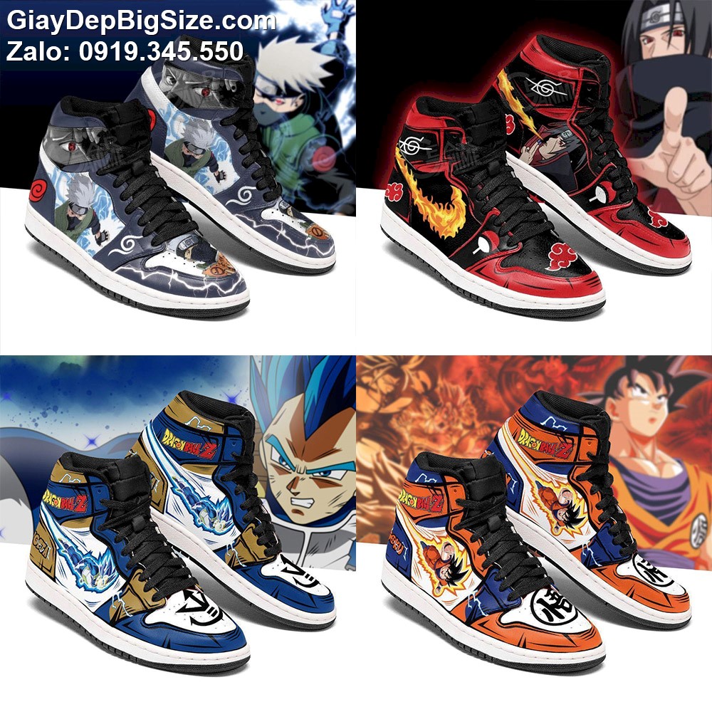 Giày thể thao custom nhân vật anime cỡ lớn 45 46 47 48. Big size custom sneakers for wide feet (One Piece, Naruto...)