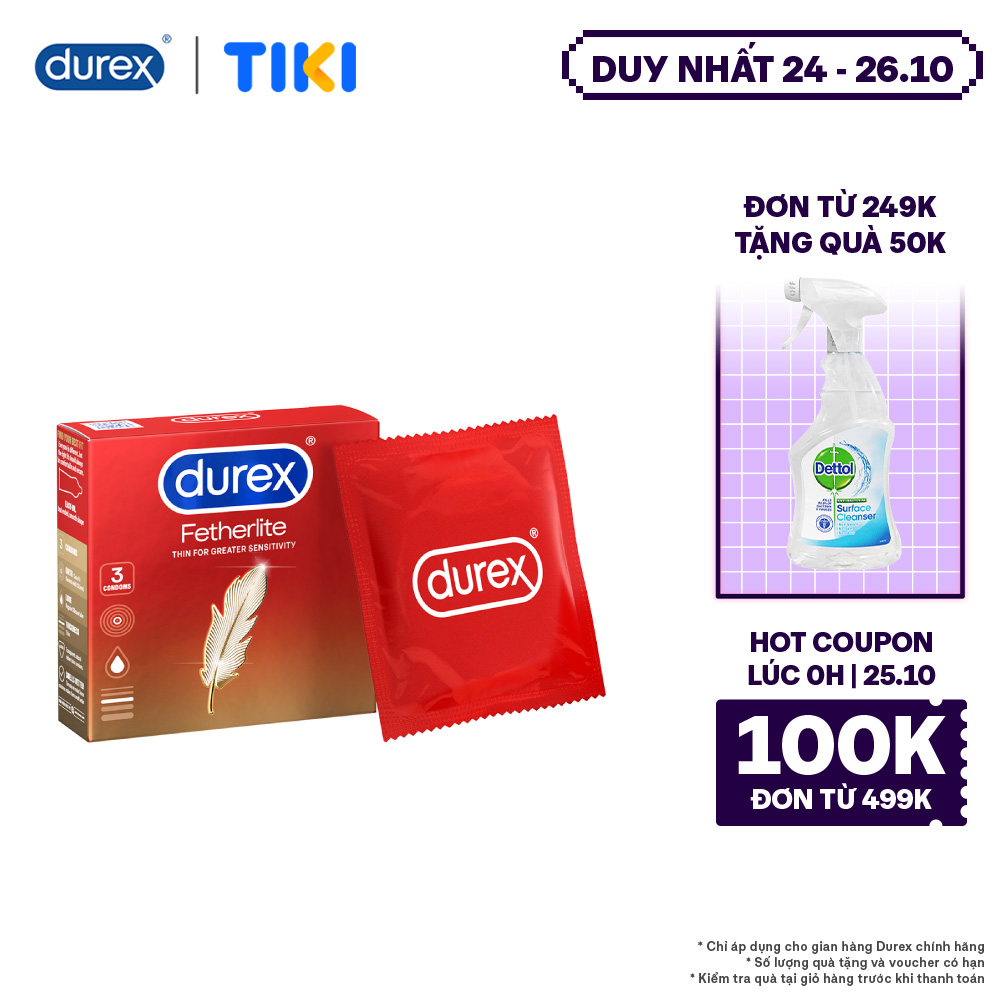 Bao cao su Durex Fetherlite Hộp 3 Bao