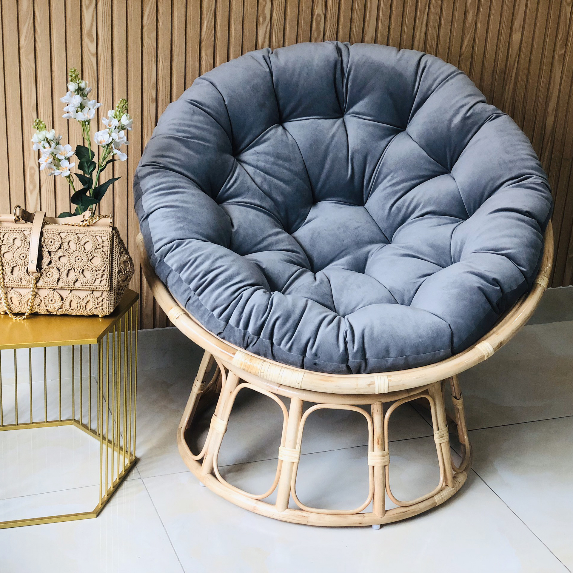 GHẾ MÂY PAPASAN CAO CẤP - MÀU XÁM