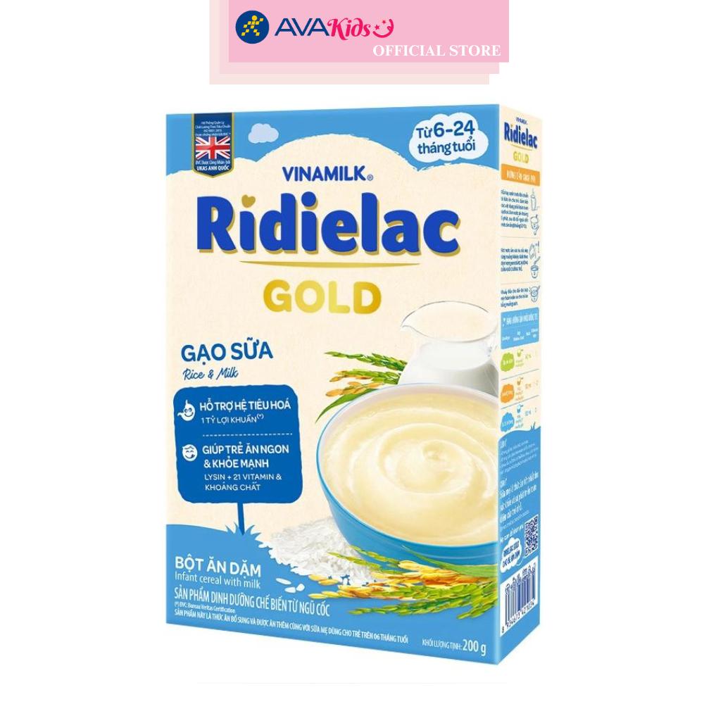 Bột ăn dặm Vinamilk RiDielac Gold gạo, sữa hộp 200g (6 - 24 tháng)