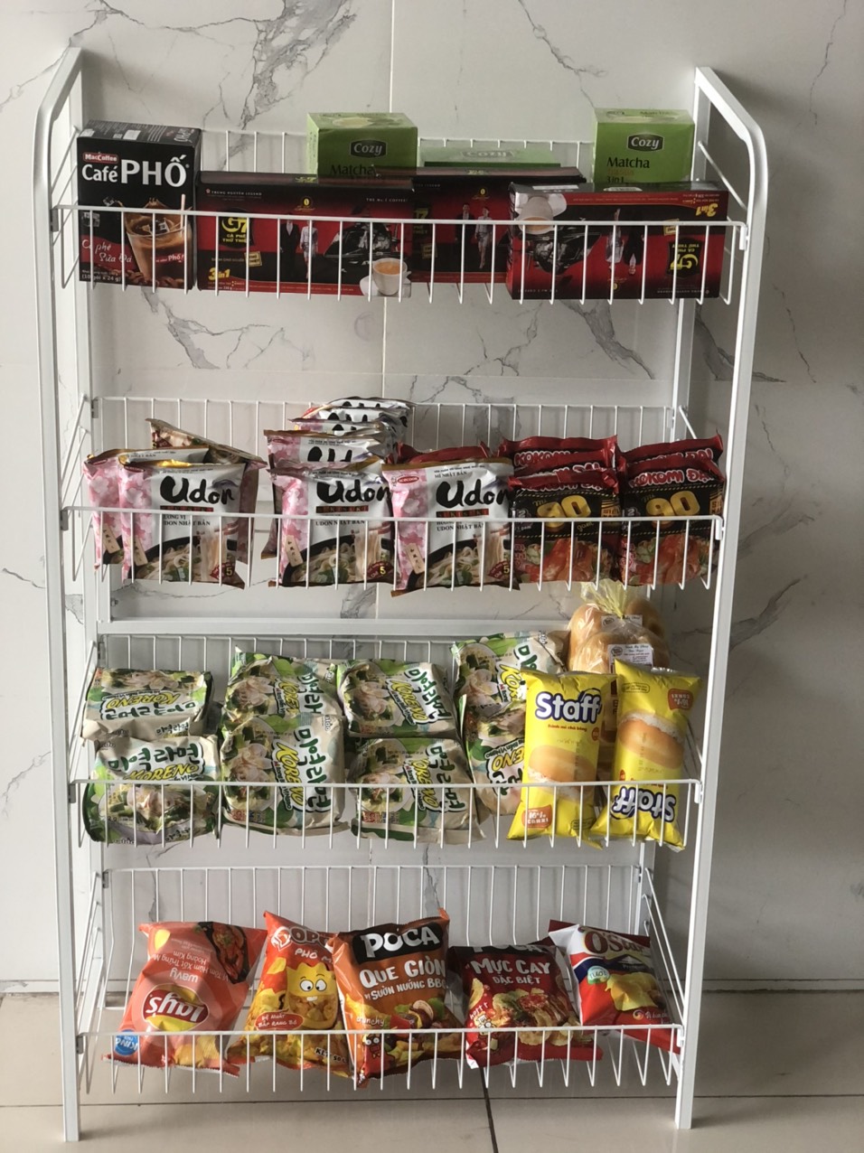 Kệ để đồ ăn vặt / Kệ để hàng 4 tầng