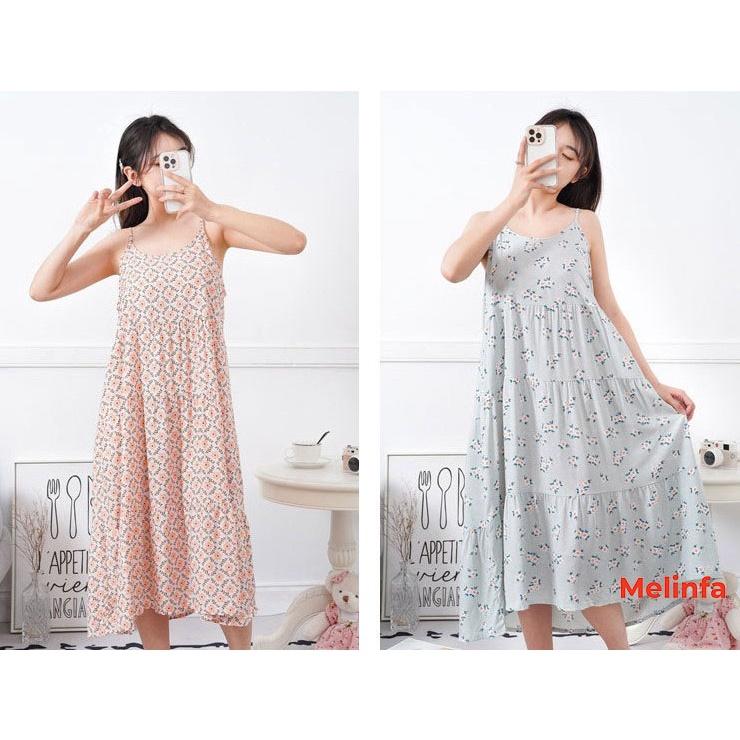 Váy ngủ hai dây nữ vải Cotton lanh lụa mềm mịn thoáng mát, đầm ngủ mặc nhà nữ suông rộng mã V0278
