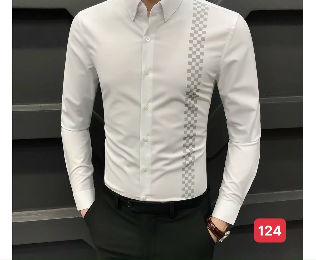 Áo Sơ Mi Nam, áo sơ mi phối họa tiết cao cấp Thương Hiệu Chandi, xu hướng mới nhất năm mẫu AS124